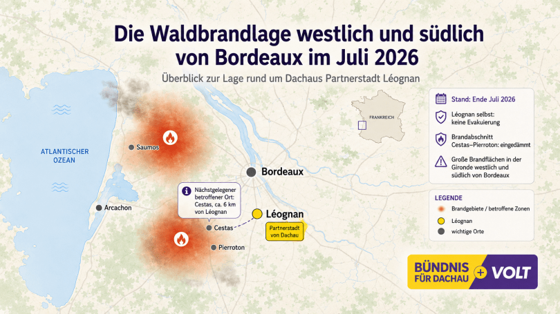 Waldbrände in der Gironde: Sorge um Dachaus Partnerstadt&nbsp;Léognan