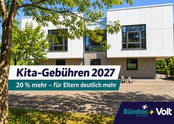 Kindergarten in Dachau mit Hinweis auf die geplanten Kita-Gebühren 2027